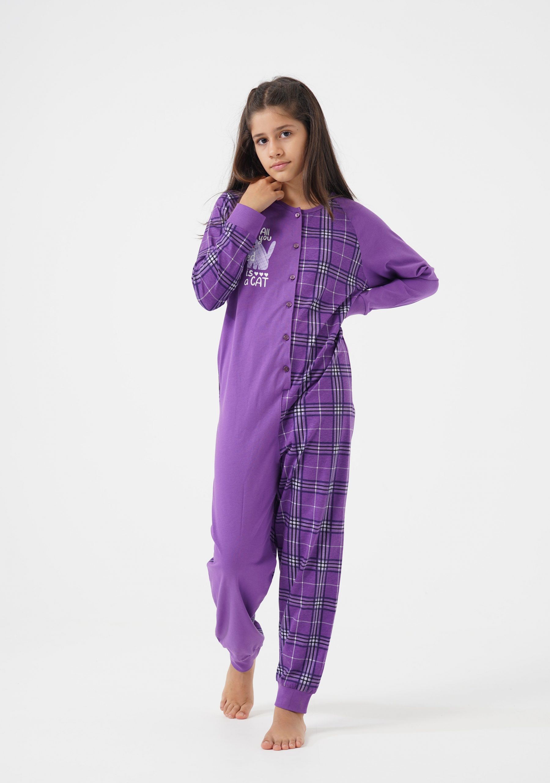 Pijama salopeta copii All you need is a Cat